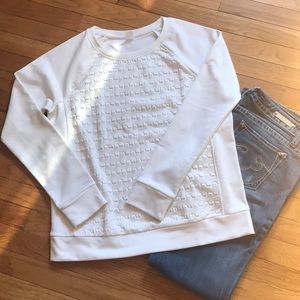 White Textured Gap Crewneck Sweatshirt